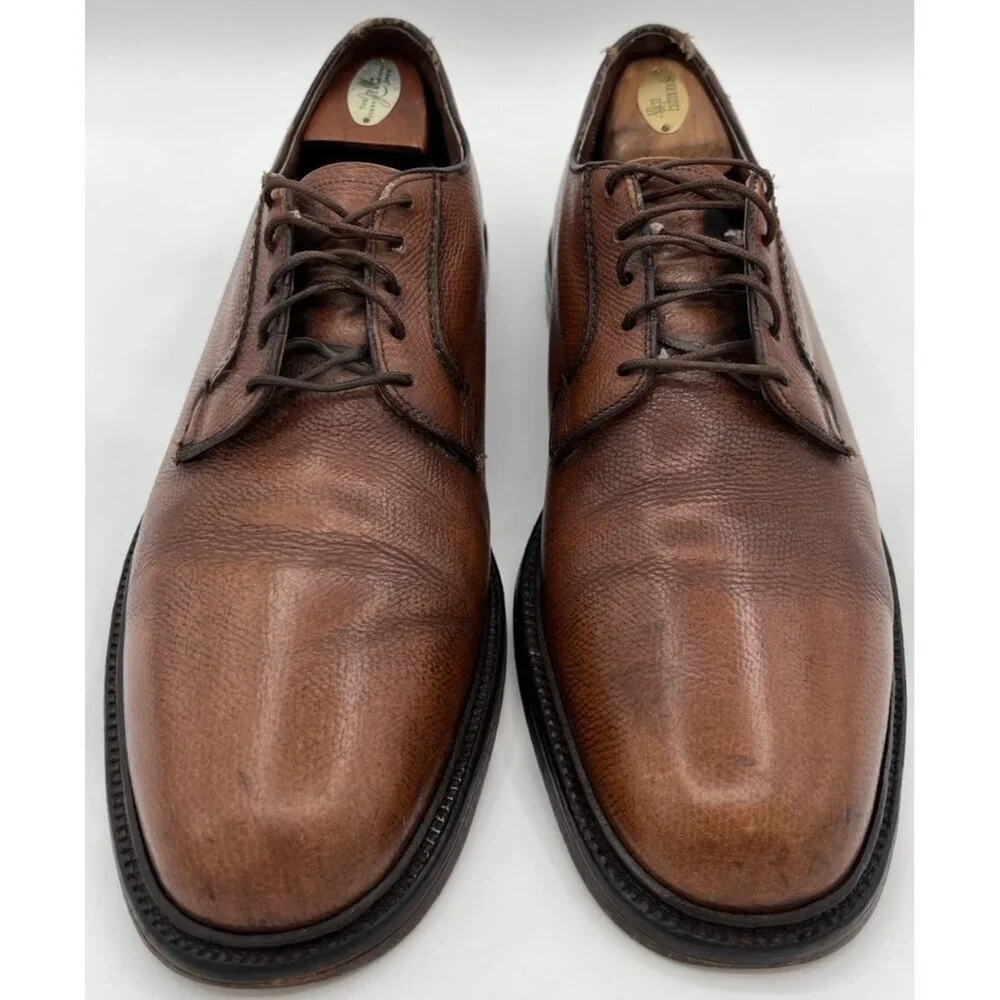 Hanover LB Sheppard Vtg Shoes Derby Pebbled Brown Leather 11 C/R Goodyear Welt